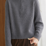 Casual Spliced Vertical Stripe Half-Placket Knit Top