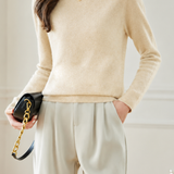 Elegant Commuter Mock Neck Long Sleeve Knit Top