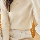 Elegant Commuter Mock Neck Long Sleeve Knit Top