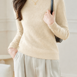 Elegant Commuter Mock Neck Long Sleeve Knit Top