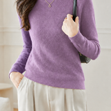 Elegant Commuter Mock Neck Long Sleeve Knit Top