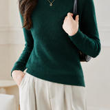 Elegant Commuter Mock Neck Long Sleeve Knit Top