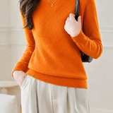 Elegant Commuter Mock Neck Long Sleeve Knit Top
