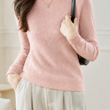 Elegant Commuter Mock Neck Long Sleeve Knit Top