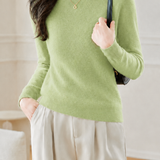 Elegant Commuter Mock Neck Long Sleeve Knit Top