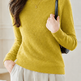 Elegant Commuter Mock Neck Long Sleeve Knit Top