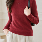 Elegant Commuter Mock Neck Long Sleeve Knit Top