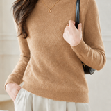 Elegant Commuter Mock Neck Long Sleeve Knit Top