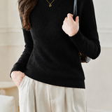 Elegant Commuter Mock Neck Long Sleeve Knit Top