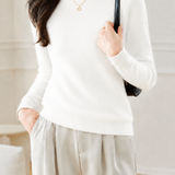Elegant Commuter Mock Neck Long Sleeve Knit Top