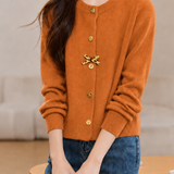Casual Special-Shaped Button Bow Cardigan