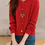 Casual Special-Shaped Button Bow Cardigan