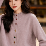 Elegant Sequin Ruffle Special-Shaped Button Cardigan