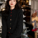 Elegant Sequin Ruffle Special-Shaped Button Cardigan