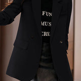 Elegant Intellectual Blazer With Side Slits & Patch Pockets