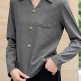 Elegant Commuter Lapel Half-Placket Knit T-Shirt