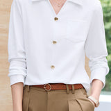 Elegant Commuter Lapel Half-Placket Knit T-Shirt
