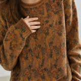 Lazy Commuter Vintage Floral Drop Shoulder Long Sleeve Sweater