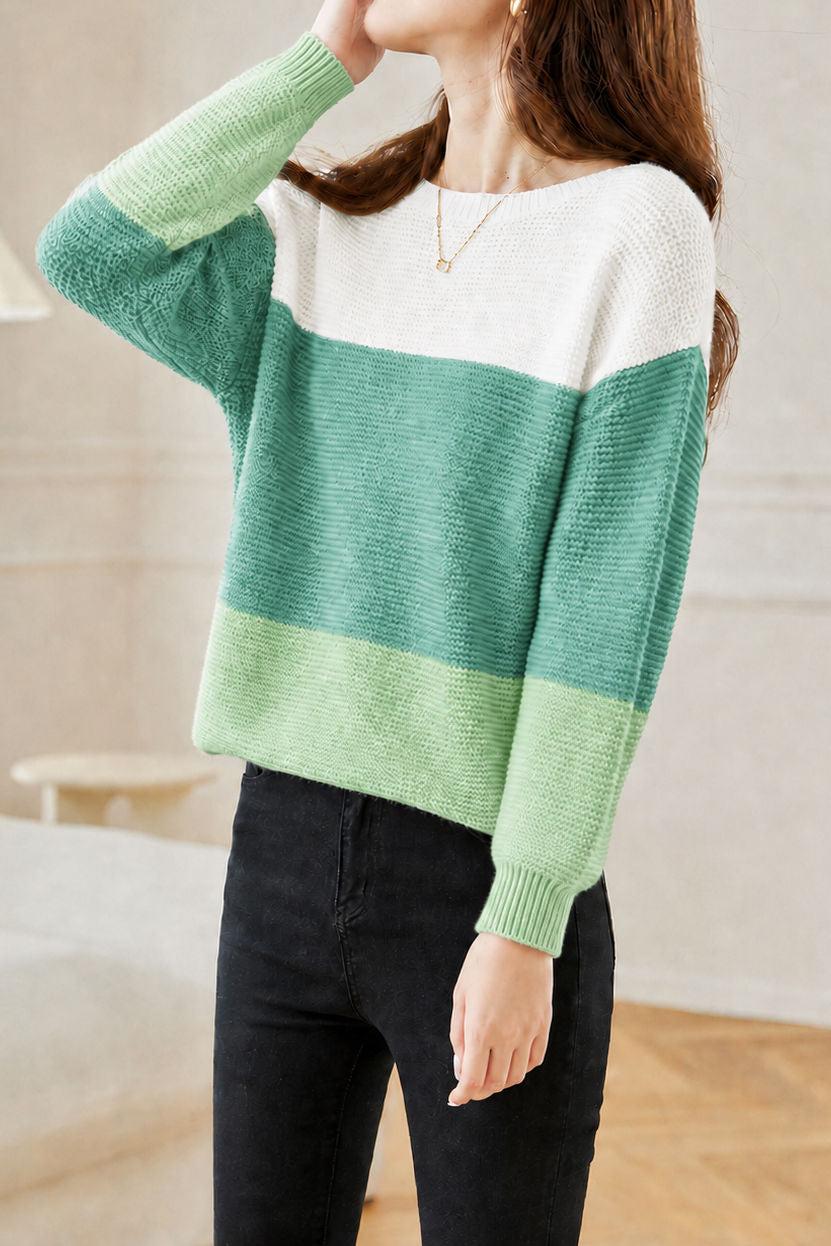 Casual Contrast Horizontal Stripe Knit Top