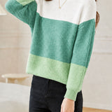 Casual Contrast Horizontal Stripe Knit Top