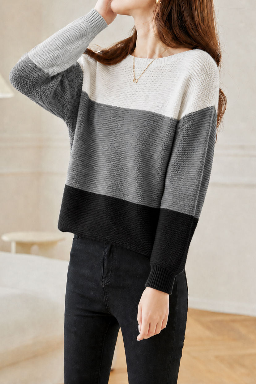 Casual Contrast Horizontal Stripe Knit Top