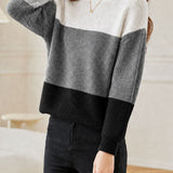 Casual Contrast Horizontal Stripe Knit Top