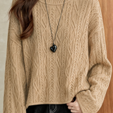 Casual Loose Flared Sleeve Cable Knit Sweater