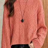 Casual Loose Flared Sleeve Cable Knit Sweater