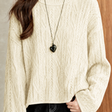 Casual Loose Flared Sleeve Cable Knit Sweater
