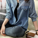 Casual Vertical Stripe Spliced Shirt With Flap Patch Pockets