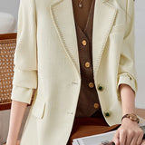 Exquisite Commuter Lapel Long-Sleeve Wool Blazer