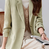 Exquisite Commuter Lapel Long-Sleeve Wool Blazer