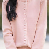 Elegant Commuter Loose Hooded Knit Cardigan With Round Buttons