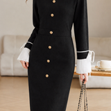Elegant Commuter Ruffle Neck Flutter Sleeve Dress