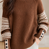 Vintage Commuter Color-Block Waffle Knit Pullover Sweater