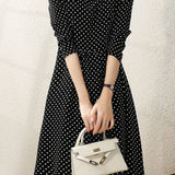 Elegant Vintage Polka Dot Ruffled Dress