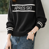 Casual Contrast Stripe Letter Jacquard Knit Top