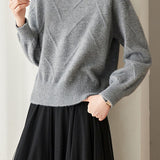 Elegant Commuter Crew Neck Beaded Long Sleeve Knit Top
