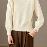 Elegant Commuter Crew Neck Beaded Long Sleeve Knit Top