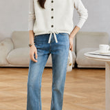 Gentle Commuter Lapel Single-Breasted Drawstring Hem Knit Vest