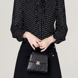 Elegant Crinkled Polka Dot Ruffled Blouse