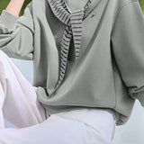 Casual Outer Hood Striped Color-Block Hoodie