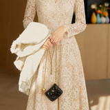 Elegant Floral Lace Dress With Eyelash Fringe