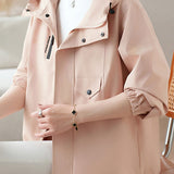 Casual Elegant Drawstring Hooded Long Sleeve Jacket