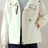 Casual Elegant Drawstring Hooded Long Sleeve Jacket