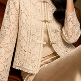 Elegant New Chinese Style Hollow Lace Ruffled Cardigan