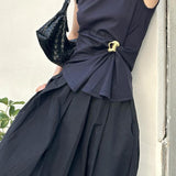 Slim-Fit Stand Collar Sleeveless Top With Unique Design
