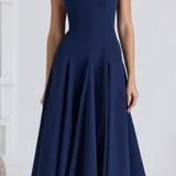 Luxury Elegant Solid Color Square Neck Midi Dress