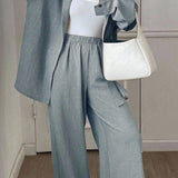Casual Minimalist Two-Piece Set: Linen Cotton Shirt & Trousers