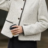 Elegant Commuter Crew Neck Button Long Sleeve Coat